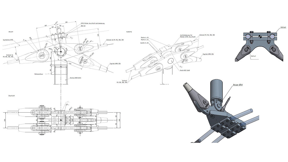 Diverse Ansichten der Seilknoten. Grafik: formTL