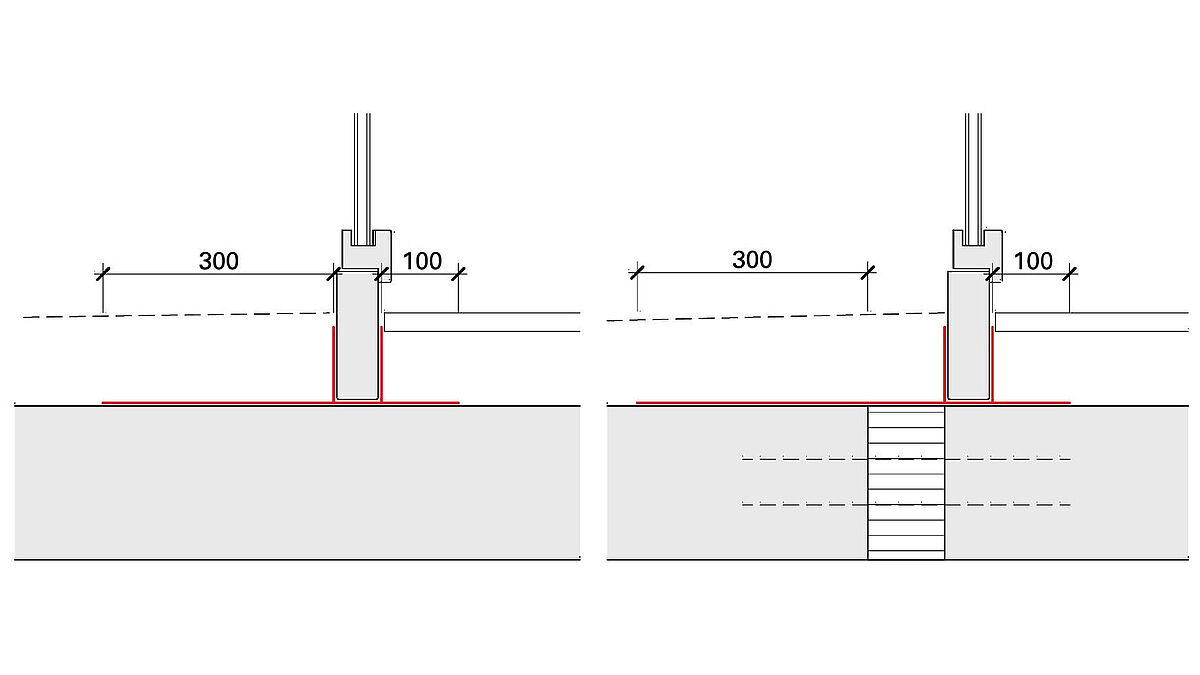 Bild 2: Ausbildung der Dampfbremse im Neubau unter Fenstern und Türen.