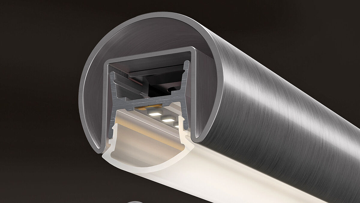 Detail Aufbau: ästhetisch und technisch passende Komponenten über das ganze System.