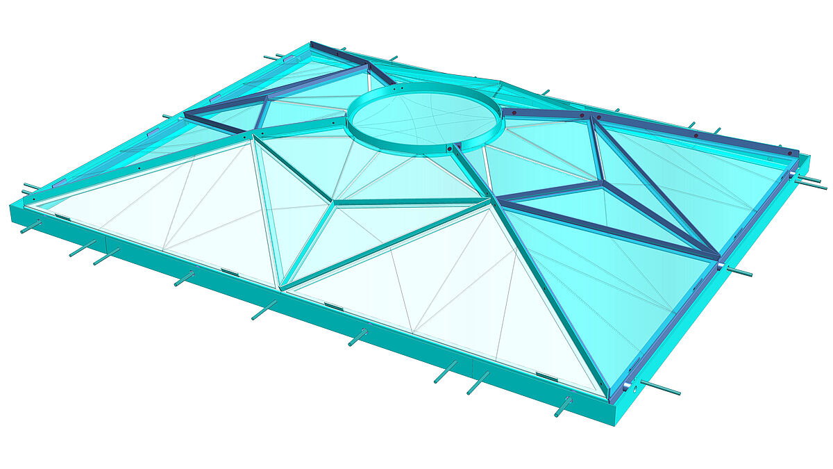 Model 3D d’un verrière pyramidale (Schnetzler SA)