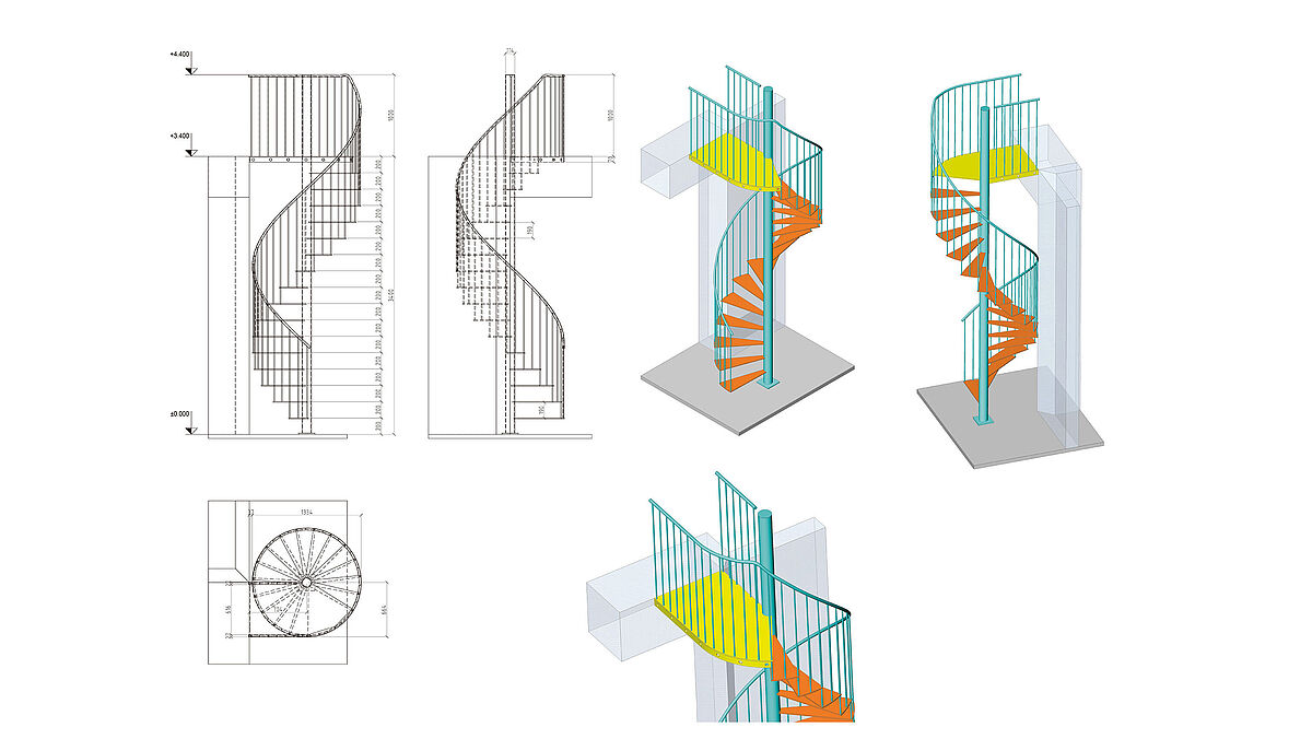 Ansichtsfenster können als 3D-Modell, 2D-Grundriss, -Ansicht oder -Schnitt generiert werden.