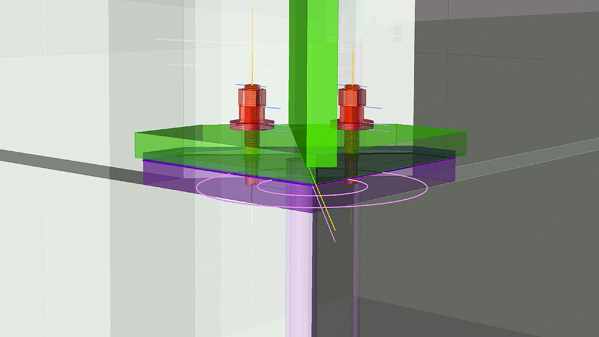 Vue en 3D des consoles d’appui.