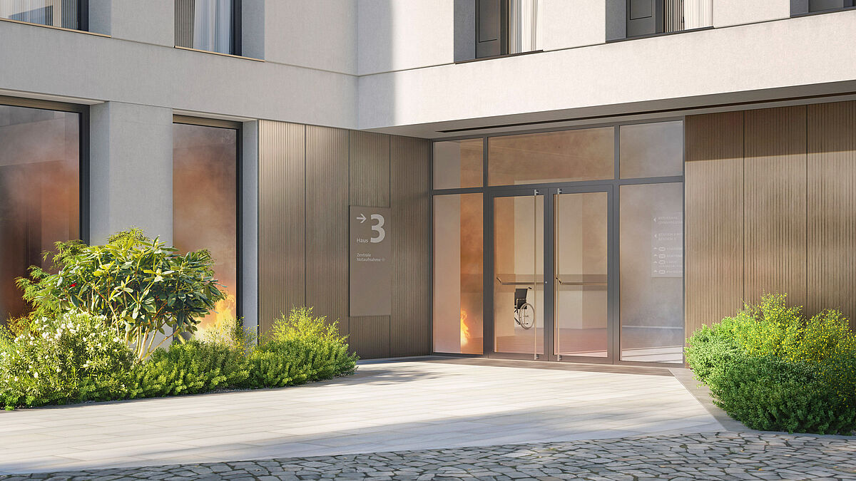 Sicherheitsrelevante Gebäude wie ein Spital benötigen besonderen Schutz. FIRESWISS FOAM von Glas Trösch absorbiert mit seinen innovativen Thermo-Transformations-Schichten (TTS) im Brandfall die Strahlungshitze vollständig und erreicht die Brandschutzklasse EI.