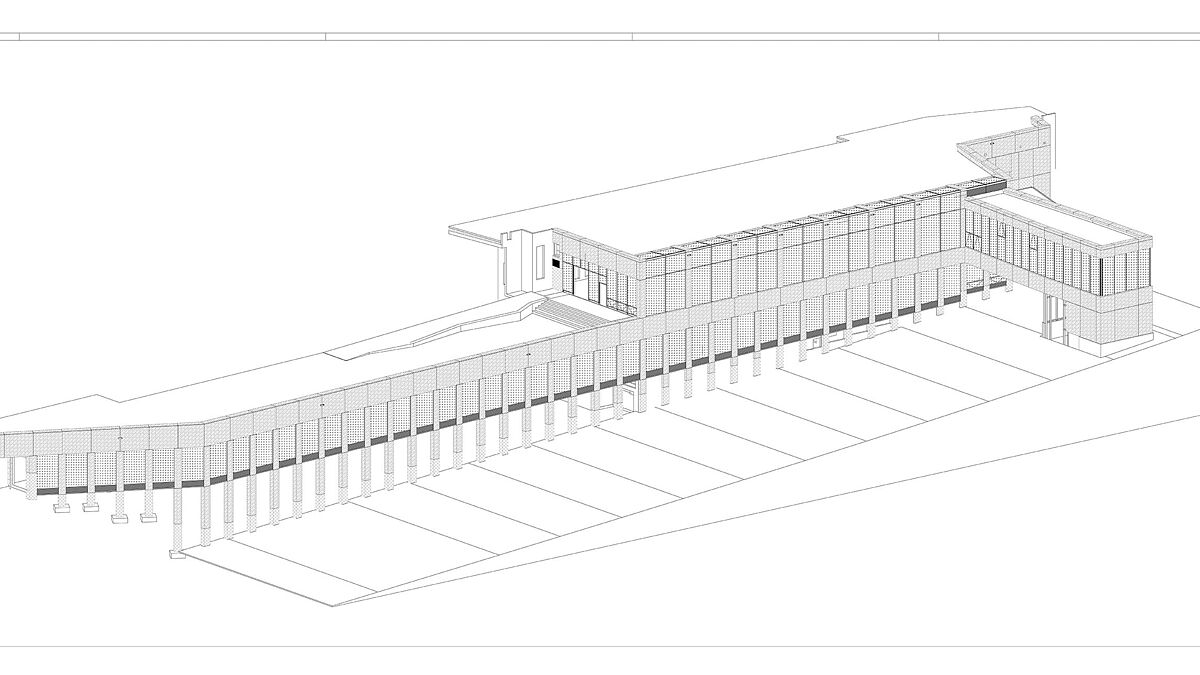 3D-Planausschnitt der Fassade, erstellt von der ausführenden Unternehmung Pichler Schweiz AG. 