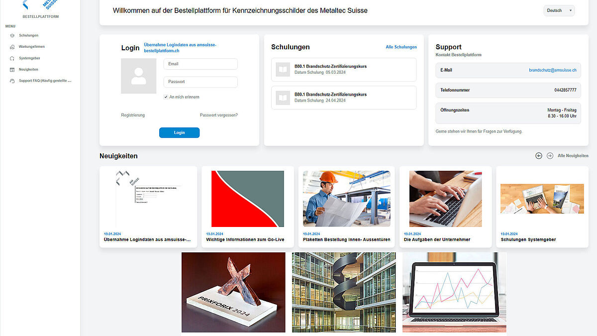 Die neue Plattform erlaubt es jeder Firma, als Nutzerin ihre Daten und Bestellungen online selbst zu verwalten.