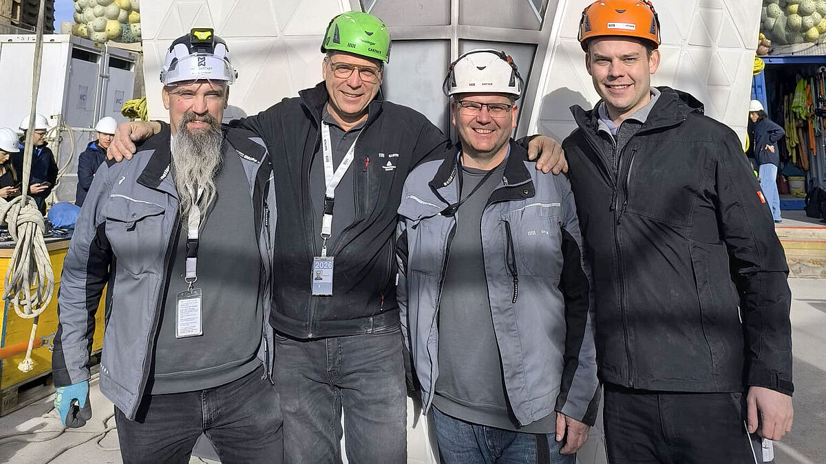 Les monteurs de Gartner : de gauche à droite Henning Steinborn, Rainer Deininger, Michal Gola, Stefan Ott.