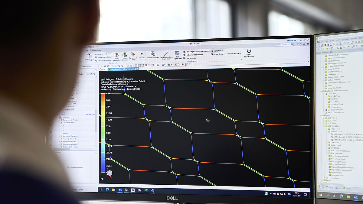 Mit einem parametrischen Modell können aus der klassischen Webnet-Struktur neue und komplexere Netzmuster virtuell berechnet und anschliessend konstruiert werden.