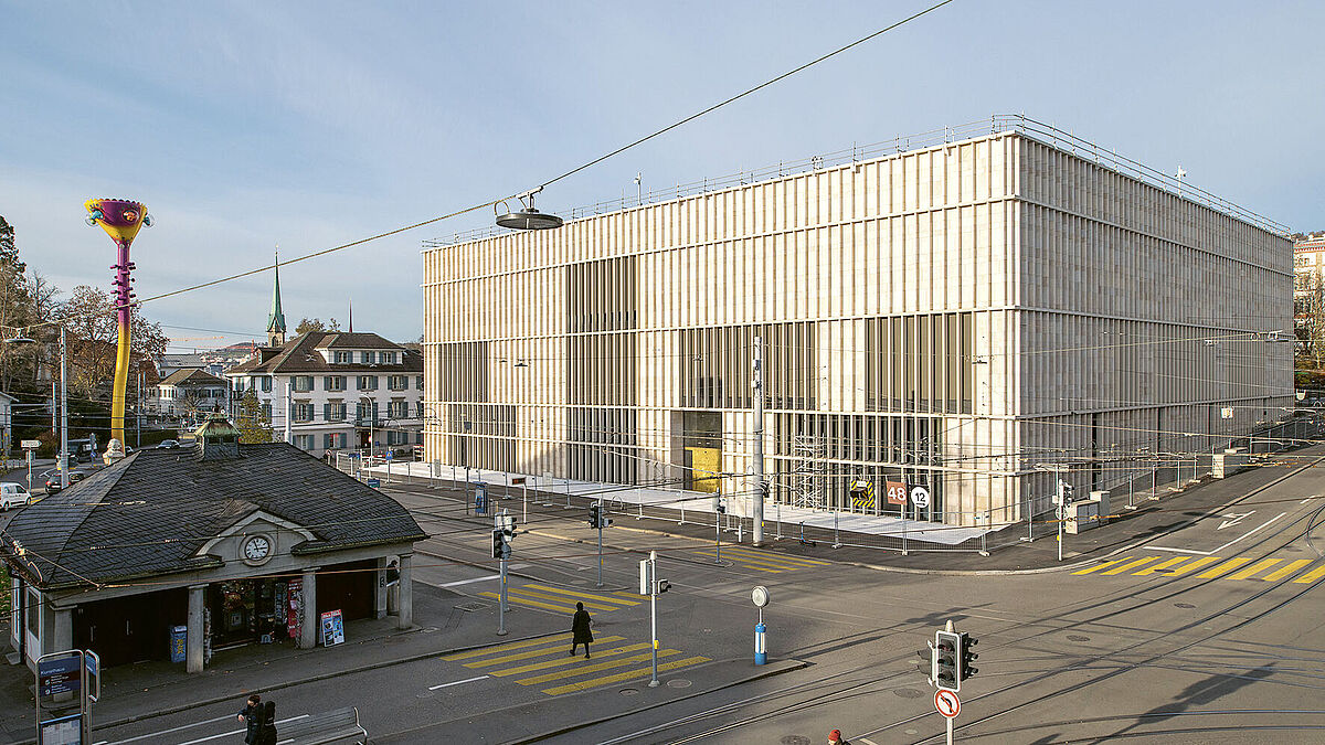 Der Erweiterungsbau des Kunsthauses Zürich – ein Kubus mit 5000 m 2  Fläche für Ausstellungen und Aktionen. 