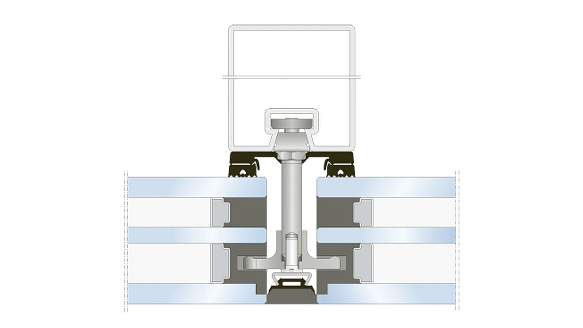 Des profilés en U sont positionnés dans l’étanchéité des arêtes pour veiller à un montage fiable, et accueillent des éléments d’ancrage pour assembler le panneau arrière du verre et l’ossature intérieure. Illustration : SageGlass