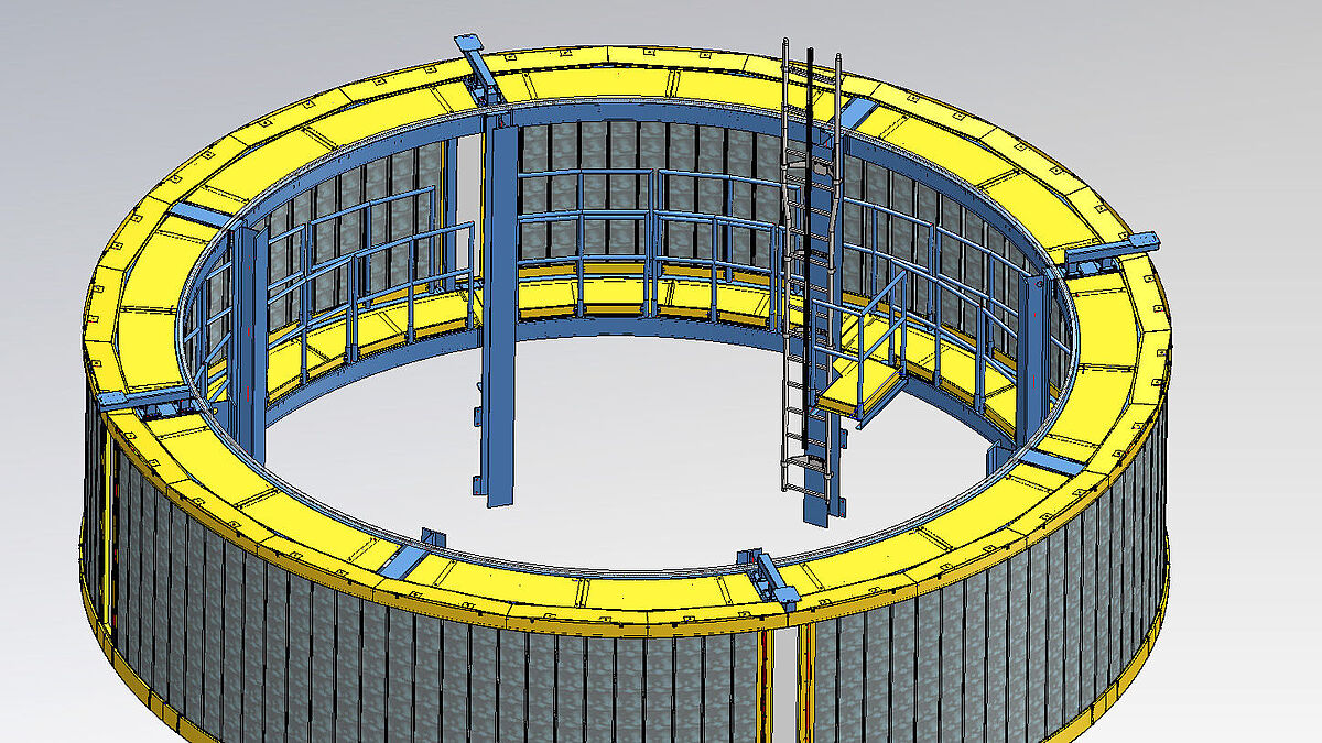 3D-Visualisierung: gut zu sehen der innere, rundherum führende Laufsteg.