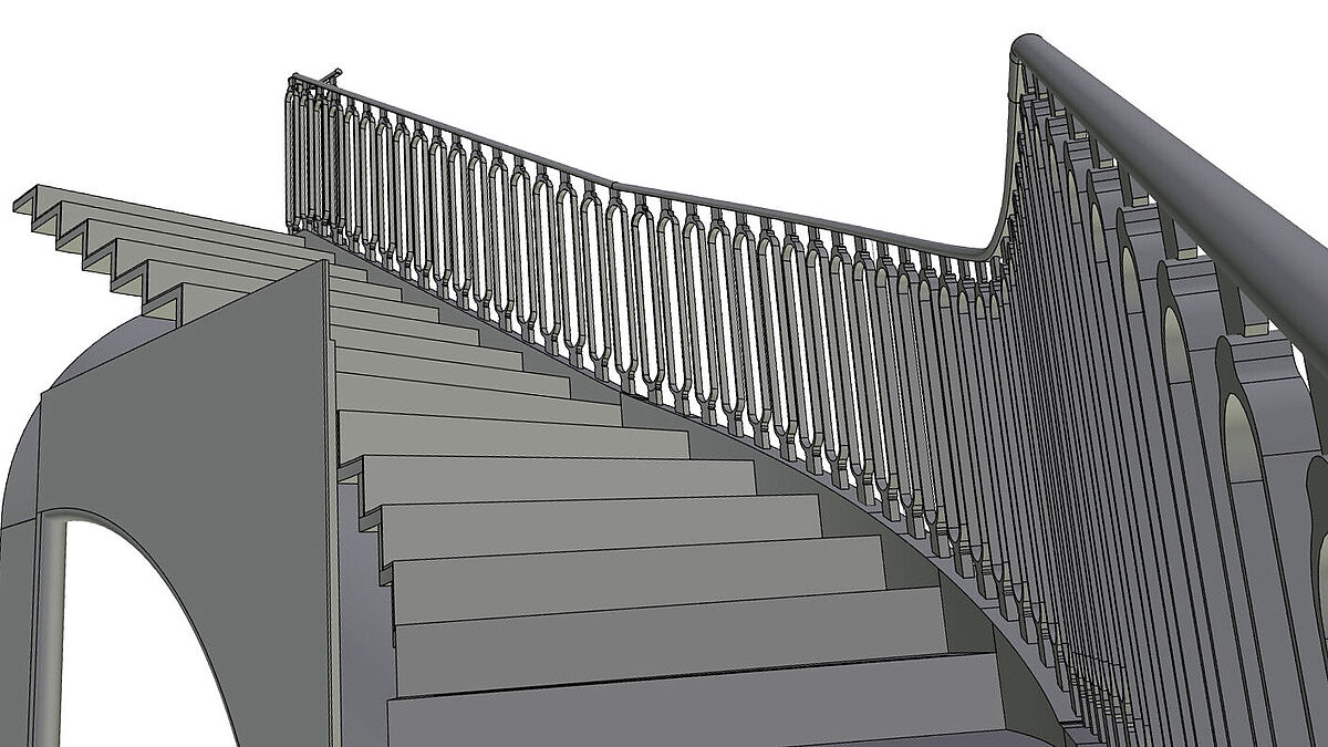 Extrait du plan en 3D de SWM Metallbautechnik réalisé en collaboration avec les architectes et Ateliers Romeo (concepteur de la structure métallique).