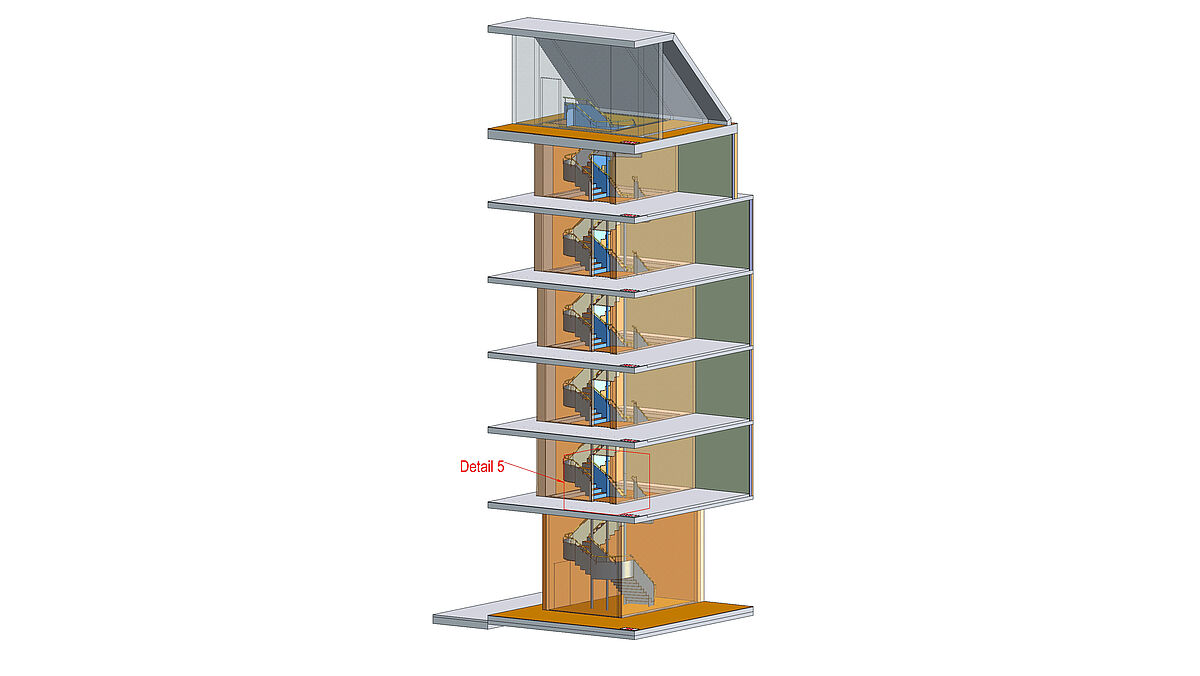 3D-Ansicht der Treppenanlage.