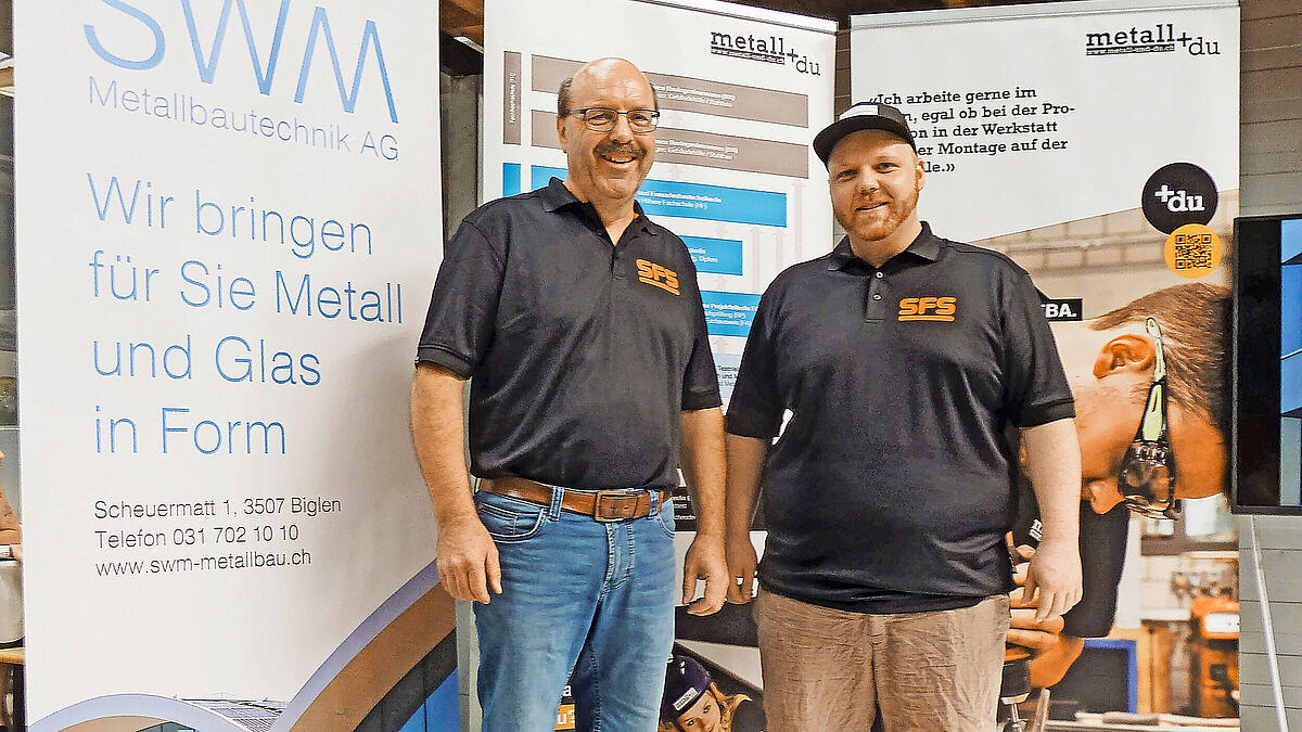 Christoph Wyler (links), Gründer der SWM Metallbautechnik AG, mit Sohn Dominic (OK-Präsident der Iron Games). Es ist ihnen und ihrem Team bestens gelungen, das Handwerk des Metallbaus ins Rampenlicht zu setzen.