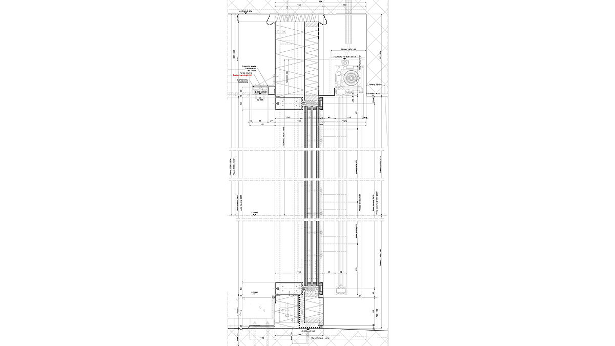 Vertikalschnitt: Eine stabile Textilmarkise gewährt einen selektiven Sonnenschutz.
