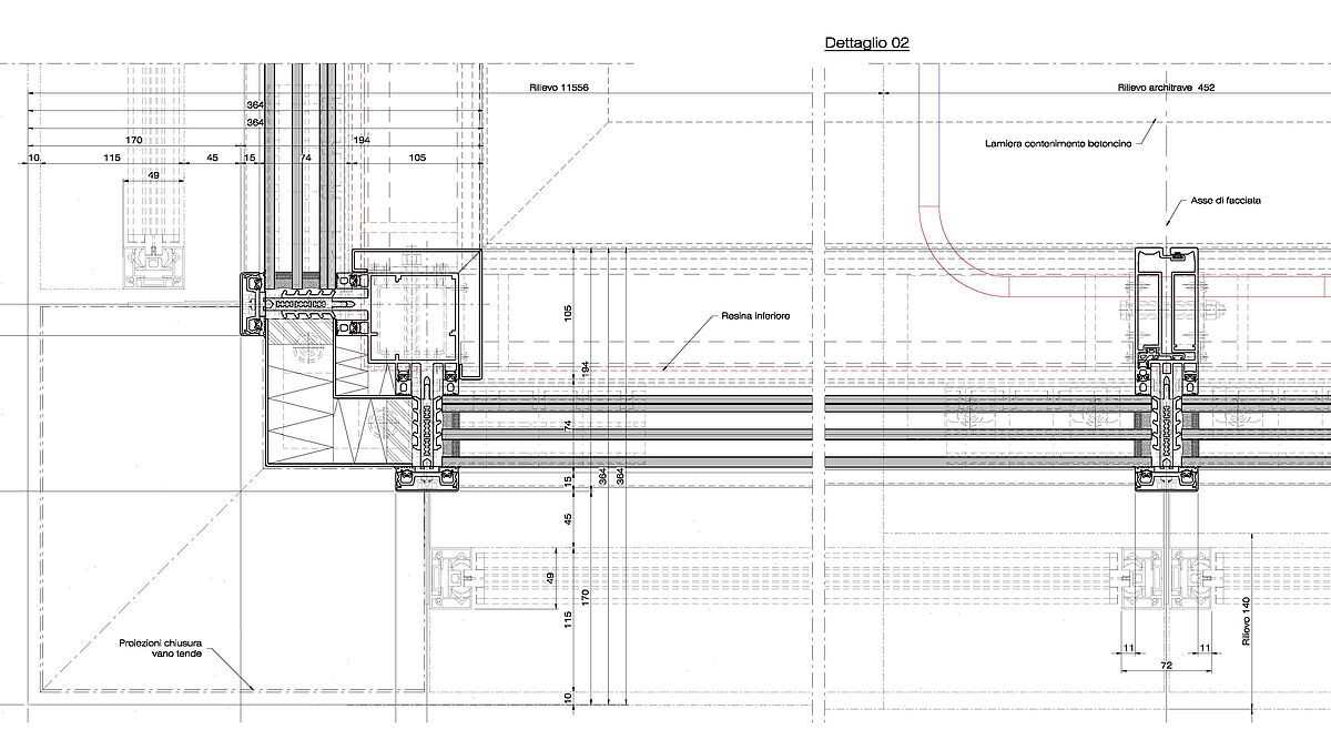 Horizontalschnitt mit Eckdetail.