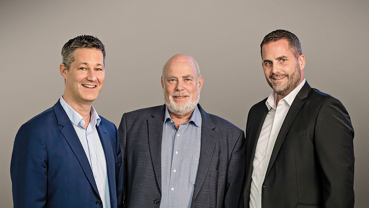 V.l.n.r: Marco Borter (CEO), Hans R. Kohler (Verwaltungsratspräsident und Inhaber), Sascha Bergamin (Verkaufsleiter).