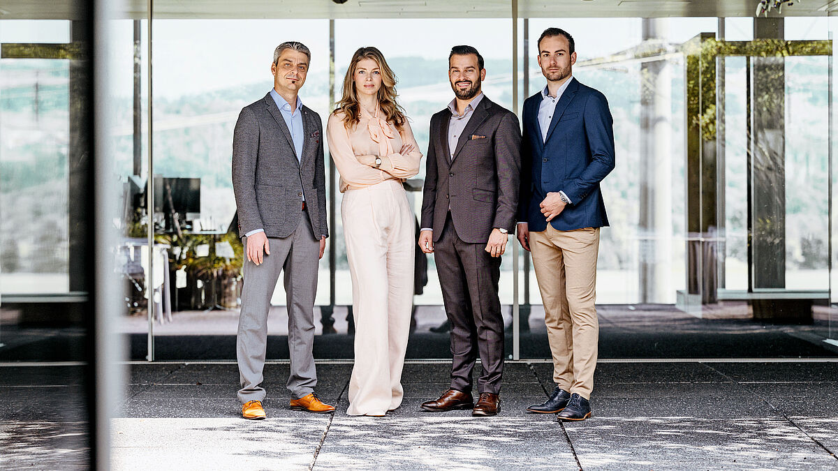 Die neue Geschäftsleitung. V.l.n.r: Reto Honegger, Andrea Zürcher, Angelo Razzino und Maurin Müller.