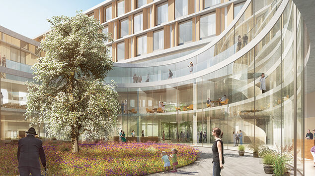 Die Innenhöfe spielen eine wichtige Rolle beim Neubau des Kantonsspitals Baden. Sie sind ein zentrales Element der Healing Architecture